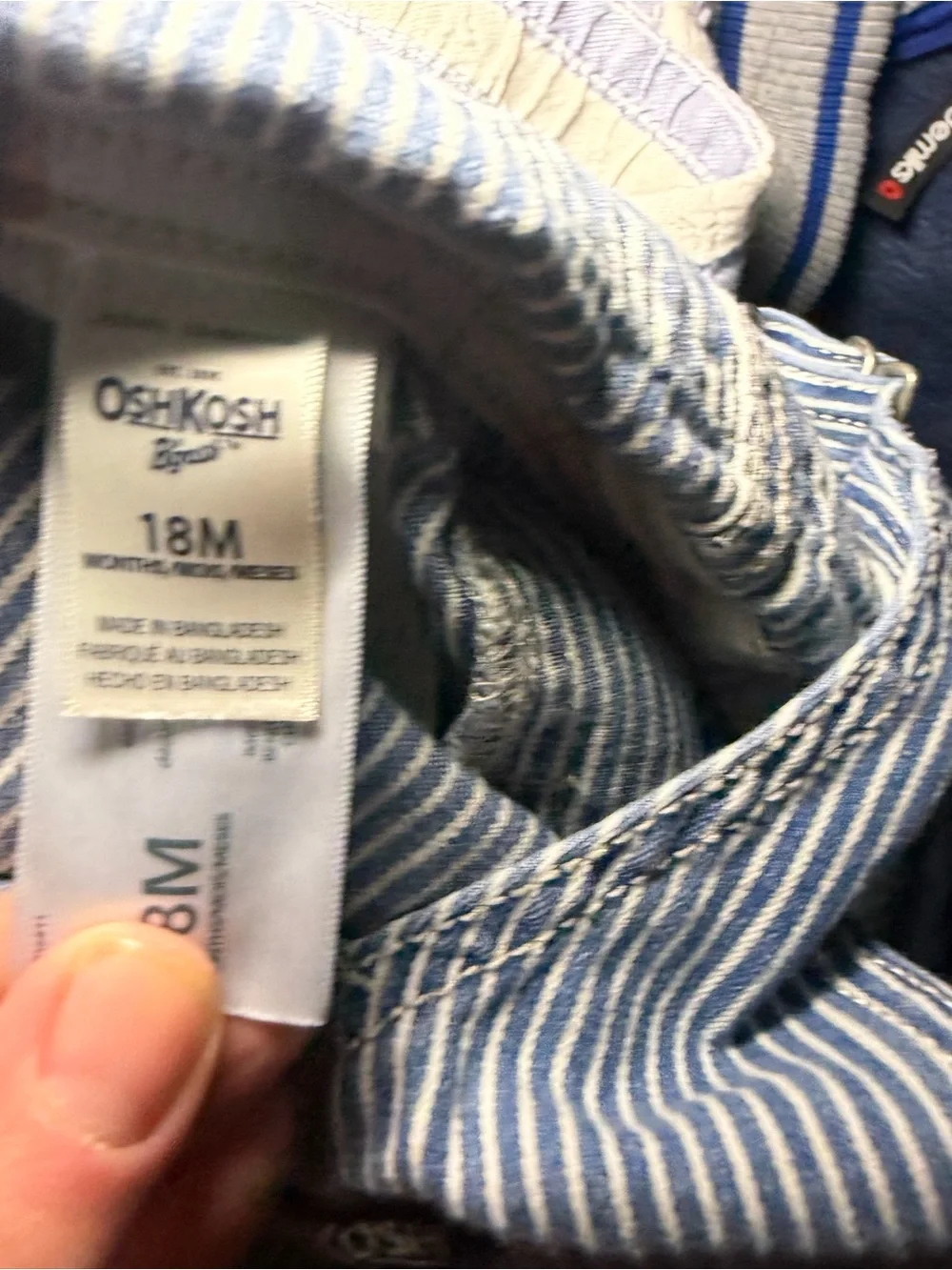 VTG OshKosh B'gosh Vestbak blue and white striped denim overalls 18M